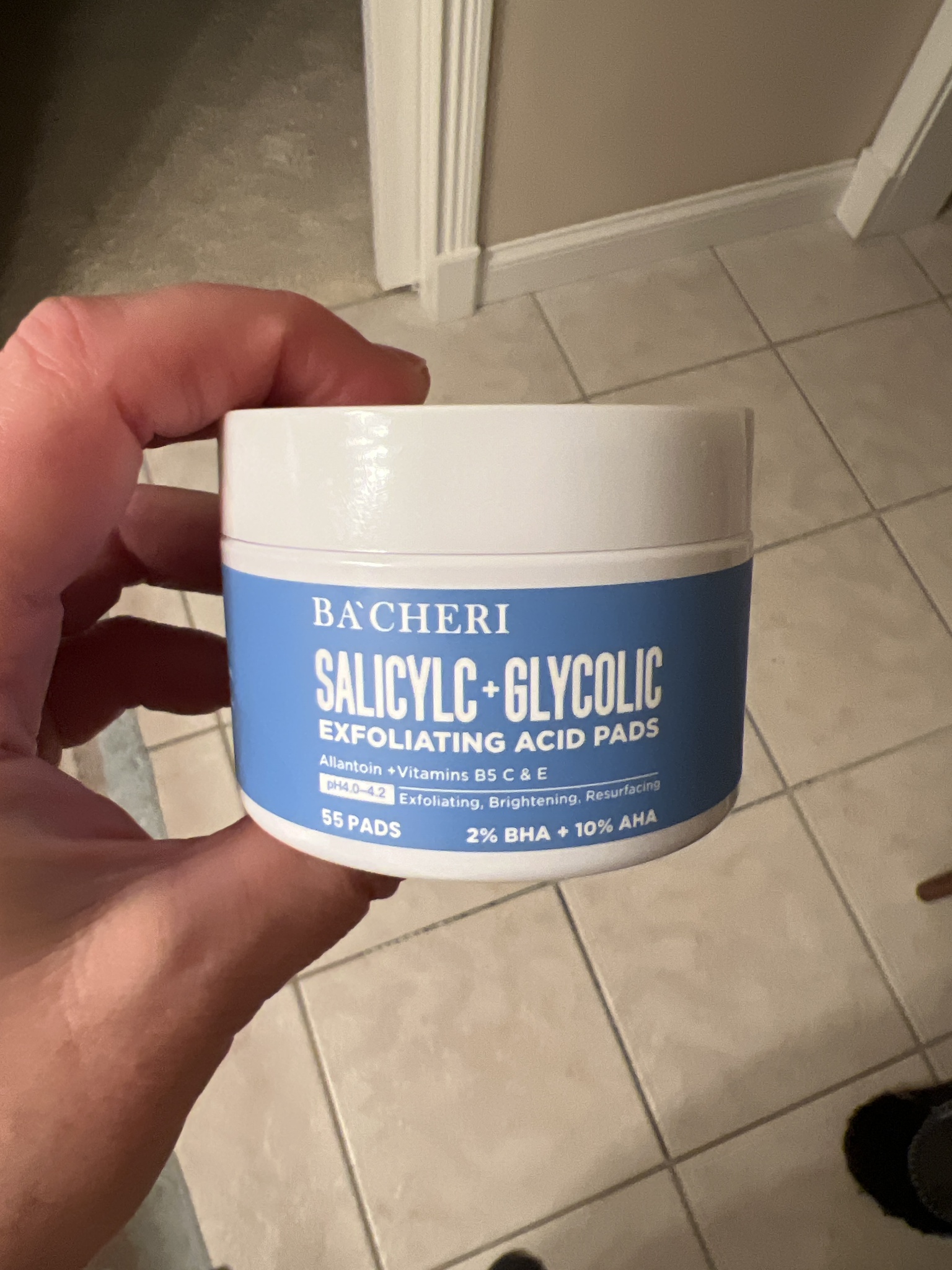 BA’CHERI Salicylc+glycolic Exfoliating Acid Pads Allantoin +vitamins B5 C & E