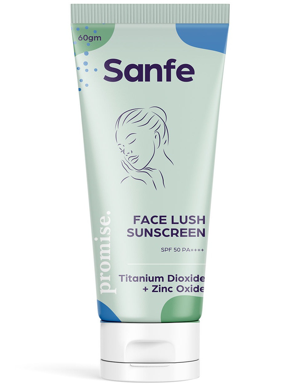 Sanfe Face Lush Sunscreen SPF50 With Titanium Dioxide + Zinc Oxide