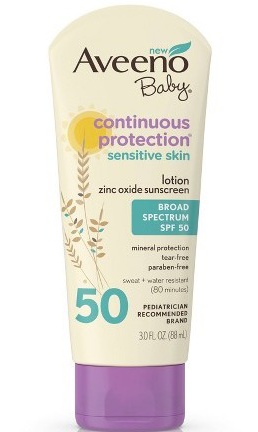 Aveeno Baby Continuous Protection Zinc Oxide Sunscreen SPF 50