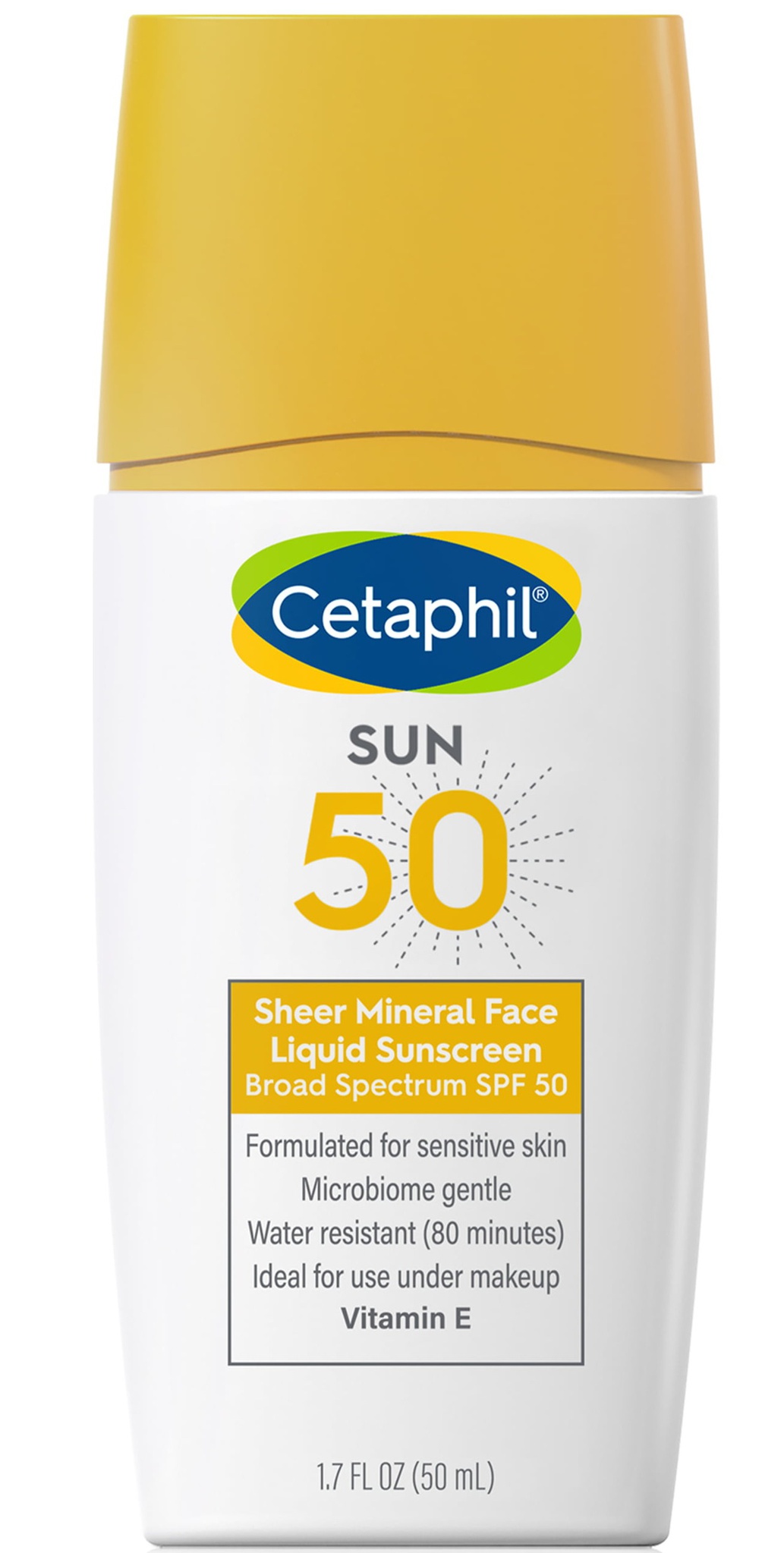 Cetaphil Sheer 100% Mineral Liquid Sunscreen For Face With Zinc Oxide Broad Spectrum SPF 50 Formulated For Sensitive Skin