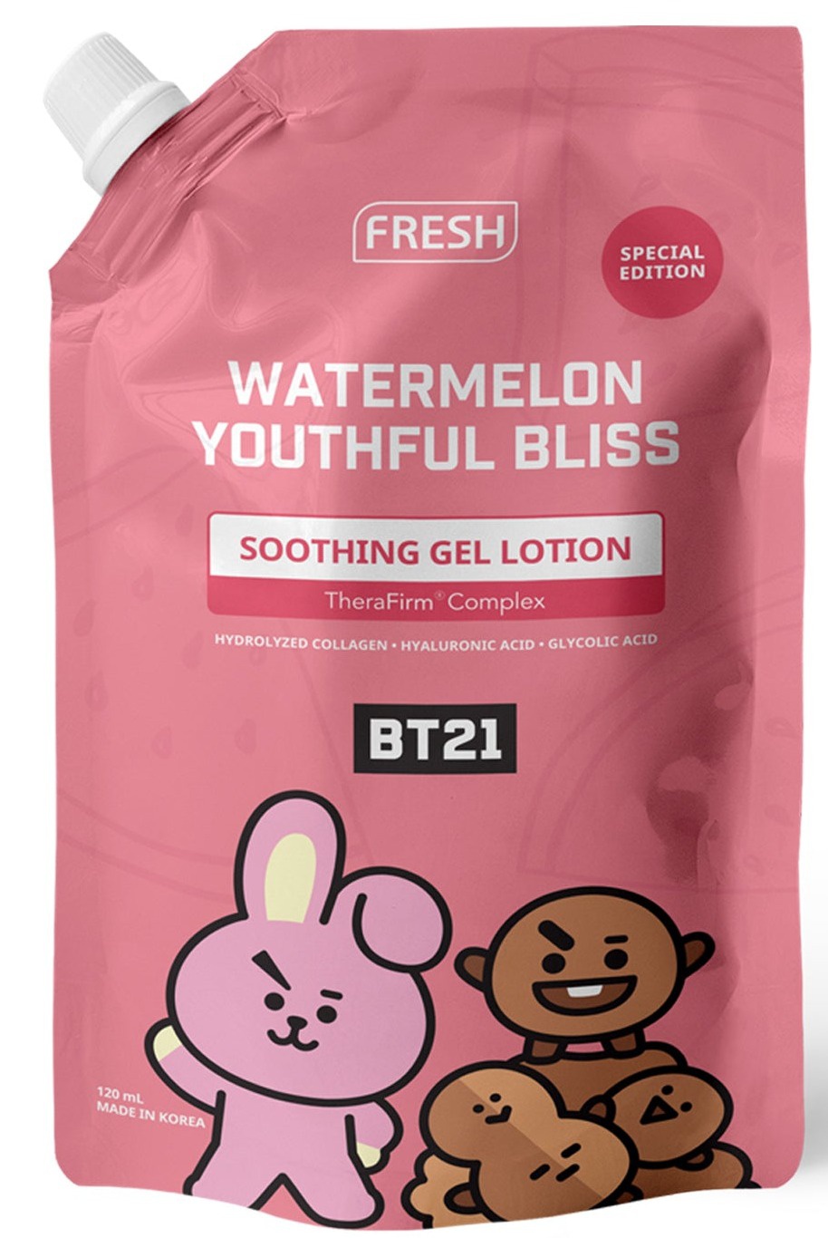 Fresh Bt21 Watermelon Youthful Bliss Soothing Gel Lotion