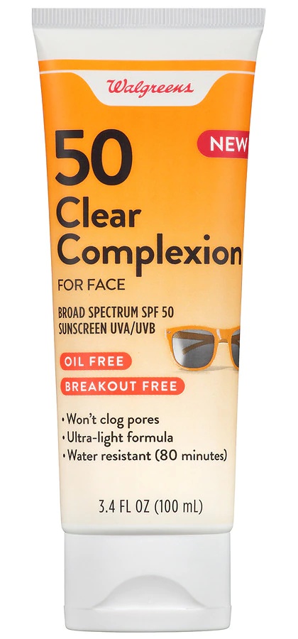 Walgreens Clear Complexion For Face Sunscreen SPF 50