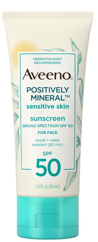 Aveeno Positively Mineral™ Sensitive Skin Sunscreen Broad Spectrum Spf 50 For Face