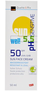 Wel! Crème Solaire Pour Le Visage Ph 5.5 Sensitive Fps 50