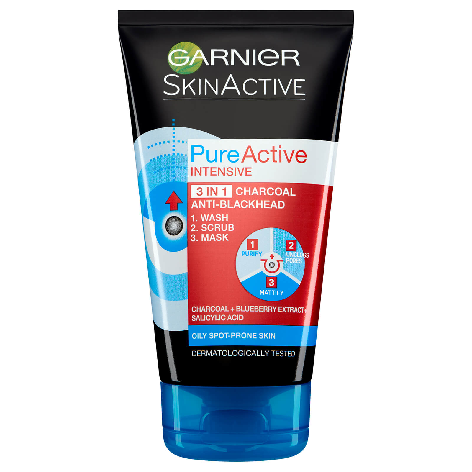 Garnier Pure Active Intensive 3 In 1 Anti-Blackhead Charcoal Wash ...