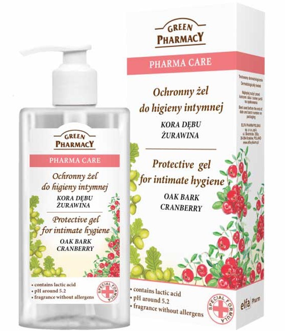 Green Pharmacy Protective Gel For Intimate Hygiene, Oak Bark And Cranberry