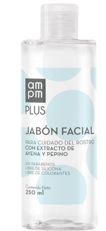 AM PM PLUS Jabón Facial Para Cuidado Del Rostro Con Extracto De Avena Y Pepino