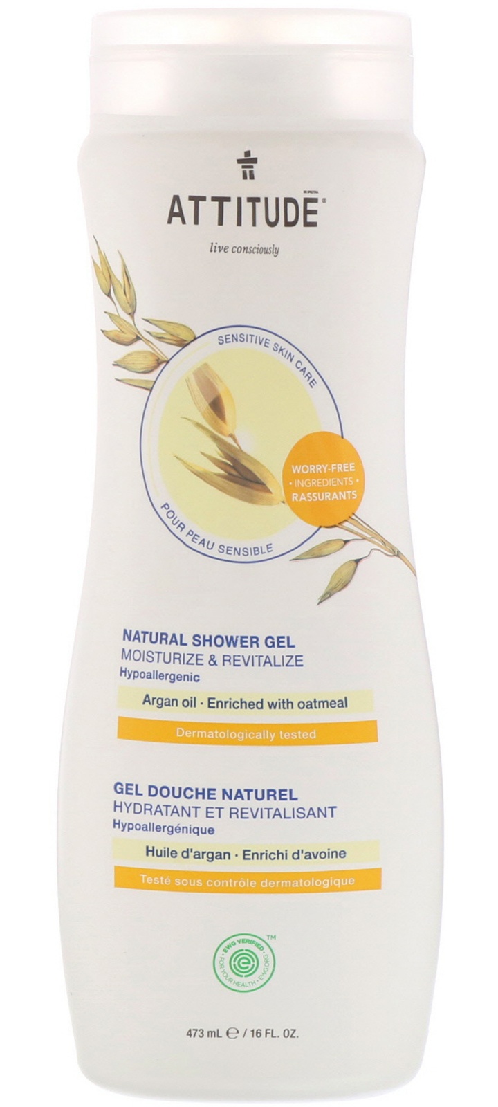 Attitude Natural Shower Gel, Argan Oil