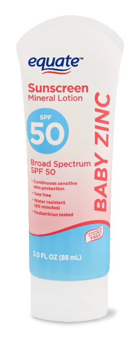 Equate Baby Zinc Sunscreen Mineral Lotion, Broad Spectrum, Spf 50