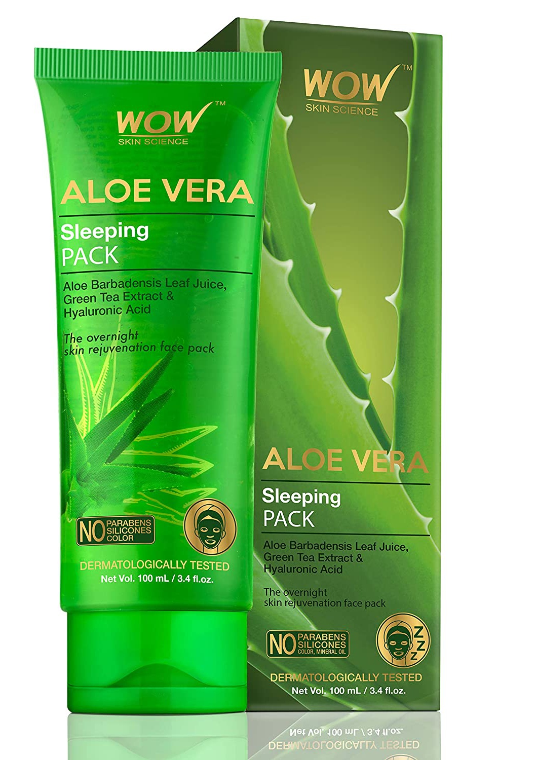 WOW skin science Aloe Vera With Green Tea Extract And Hyaluronic Acid Sleeping Pack