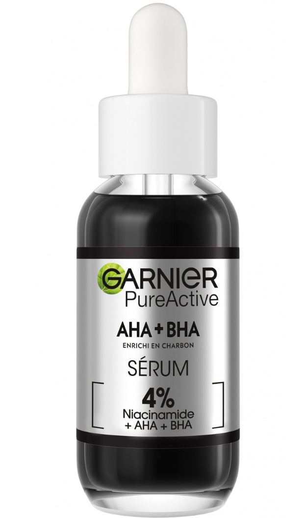 Garnier 4% AHA + BHA & Niacinamide Charcoal Face Serum
