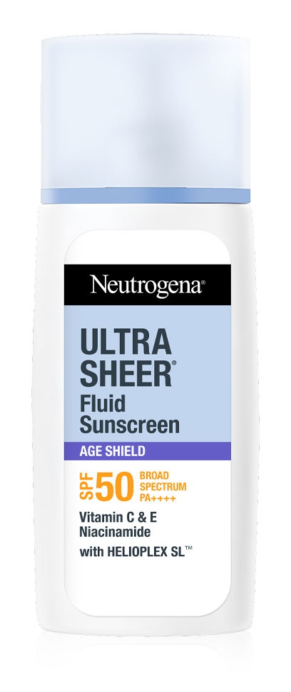Neutrogena Ultra Sheer Fluid Sunscreen Age Shield Broad Spectrum SPF50 Pa++++ 40 Ml.
