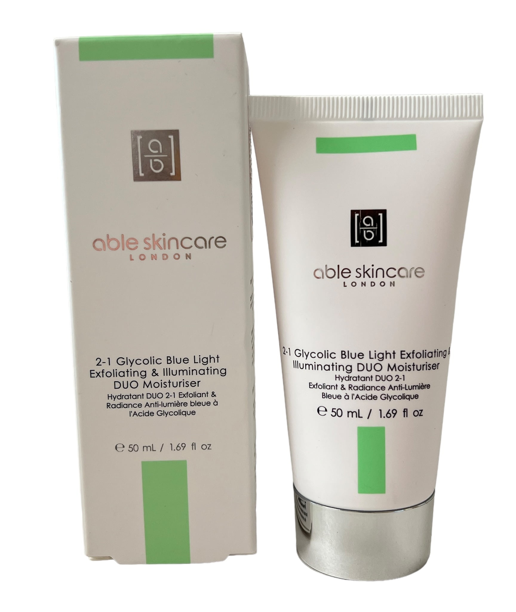 Able Skincare 2-1 Glycolic Blue Light Exfoliating & Illuminating Duo Moisturiser