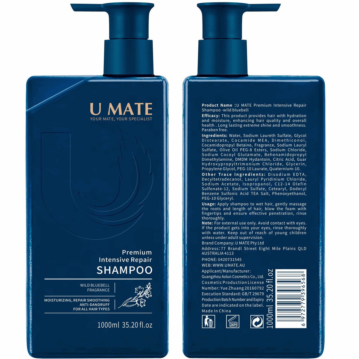 U Mate Premium Intensive Repair Shampoo – Wile Bluebell