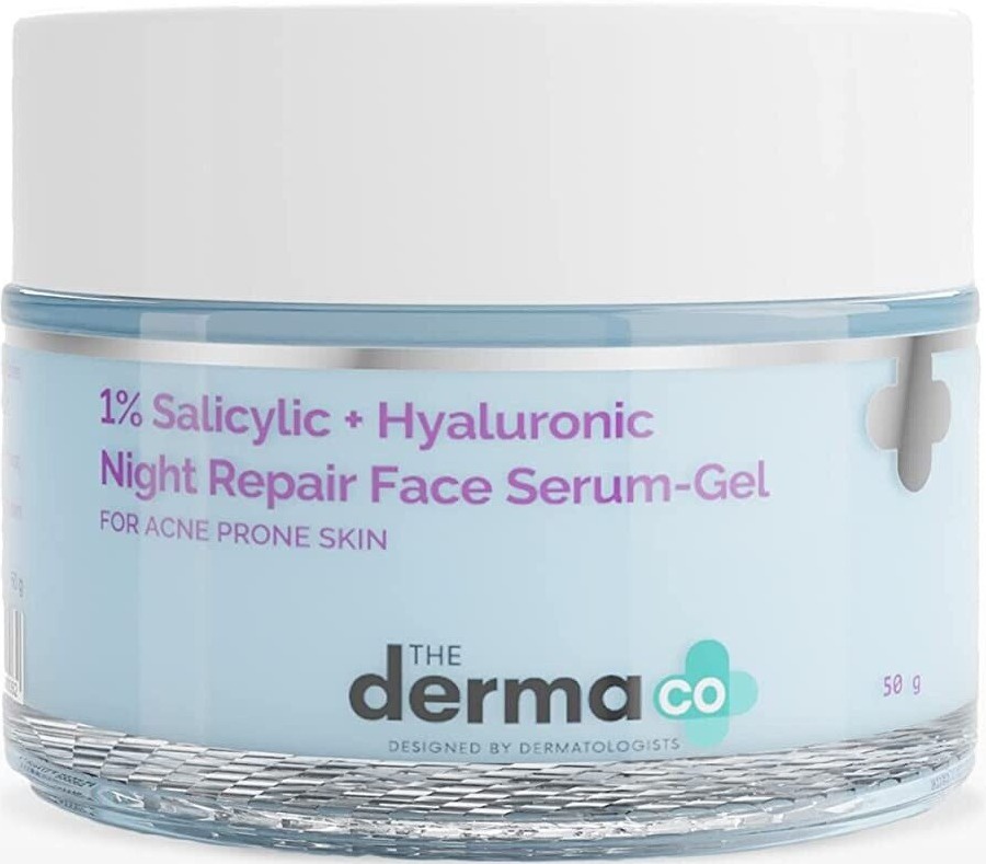 The derma CO 1% Salicylic + Hyaluronic Night Repair Face Serum-gel For Acne-prone Skin