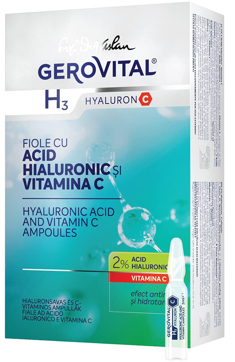 Farmec Romania Gerovital Hyaluronic Acid And Vitamin C Ampoules