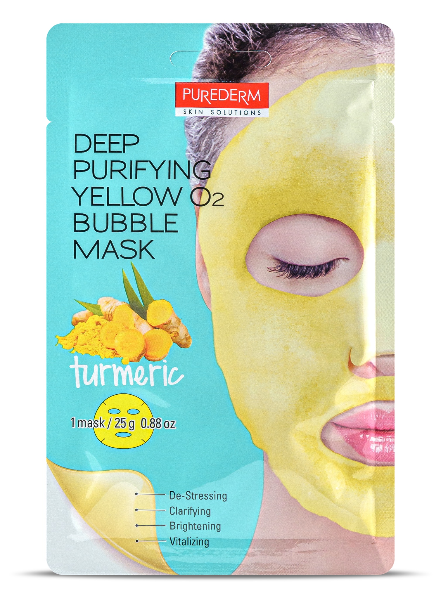 PUREDERM Deep Purifying Yellow O2 Bubble Mask - Turmeric