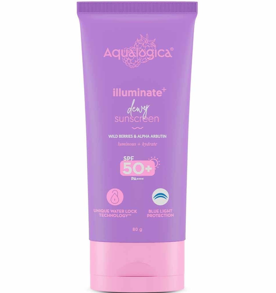 Aqualogica Illuminate+ Dewy Sunscreen SPF 50+ Pa++++ With Wild Berries & Alpha Arbutin