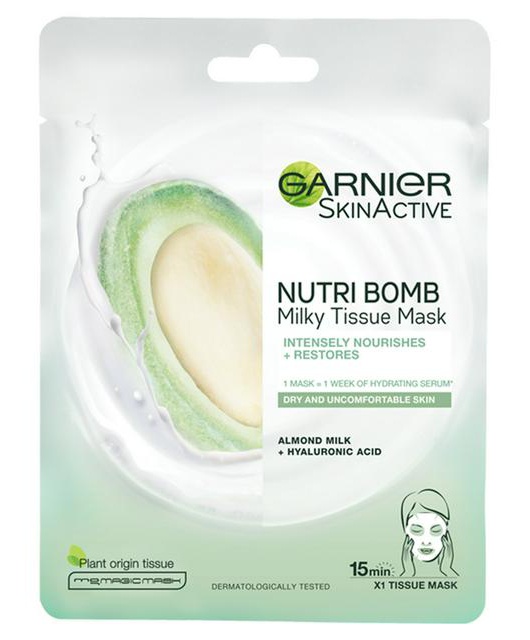 Garnier Nutri Bomb Milky Face Sheet Mask Almond Milk And Hyaluronic Acid For Nourished & Restored Skin