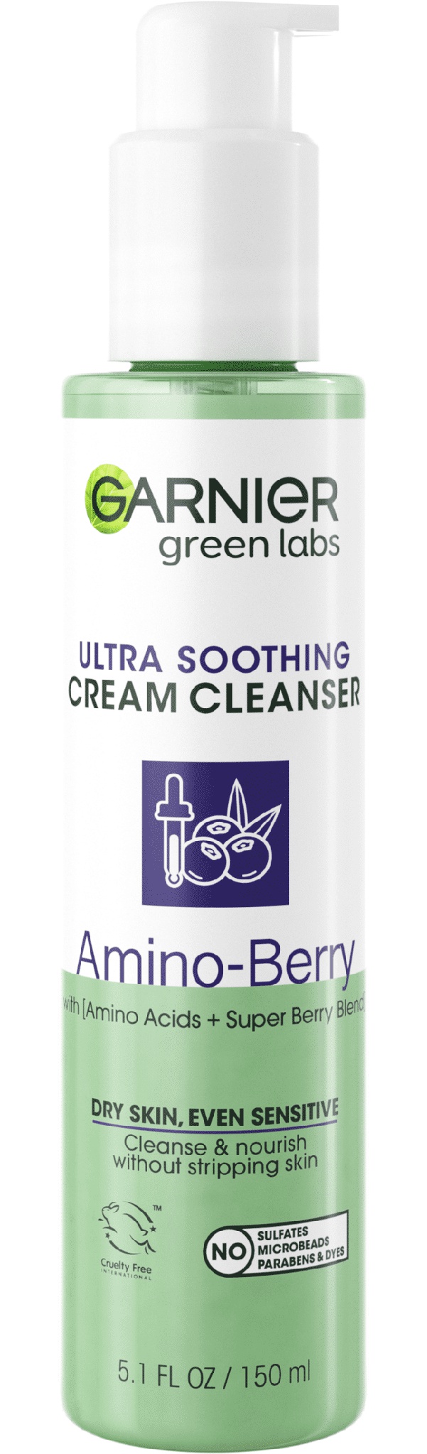Garnier Green Labs Amino-berry Ultra Soothing Cream Cleanser With Amino Acids + Super Berry Blend