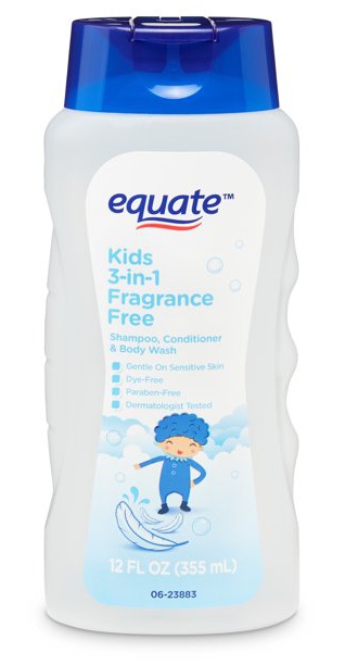 Equate Kids 3-In-1 Shampoo, Conditioner, & Body Wash, Unscented