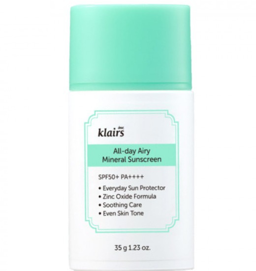 Klairs All-day Airy Mineral Sunscreen SPF 50+ PA++++