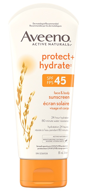 Aveeno Active Naturals Protect + Hydrate SPF 45 Face And Body Sunscreen