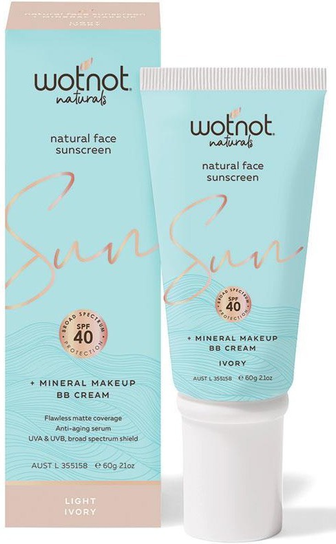 wotnot SPF 40 Natural Face Sunscreen + Mineral Make Up Light BB Cream