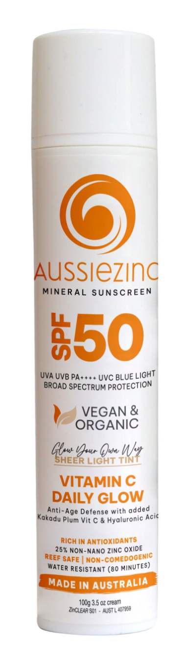 AussieZinc Mineral Sunscreen Vitamin C Daily Glow SPF50+