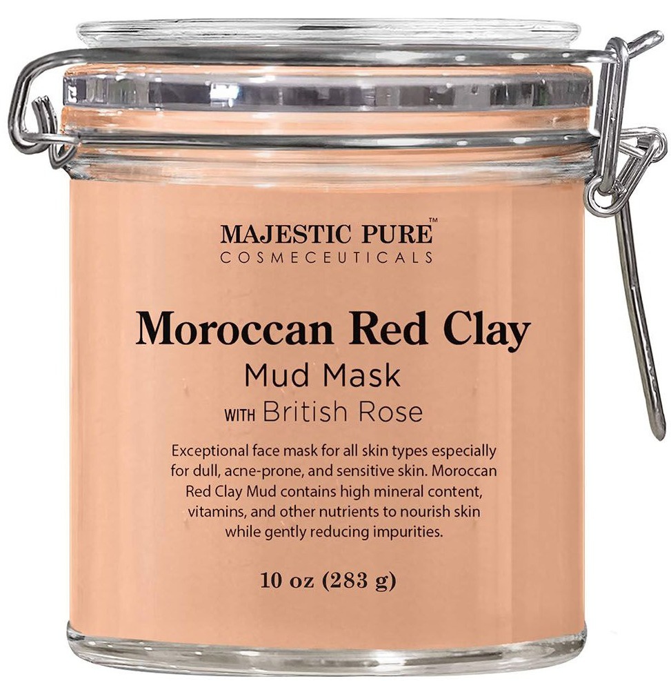 Majestic Pure Red Clay Facial Mud Mask With British Rose