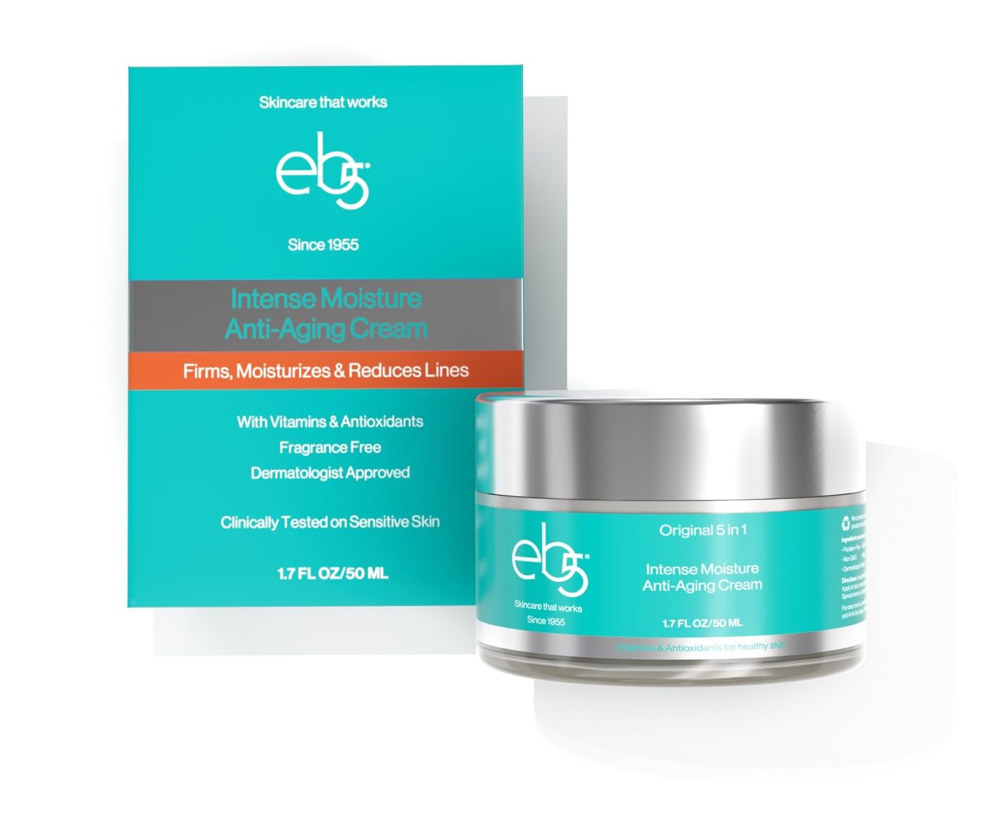 eb5 Intense Moisture Anti Aging Moisturizer Face & Neck Cream- Tone Tighten Skin With Retinol, Fade Fine Lines & Wrinkles With Vitamin E, A & B5