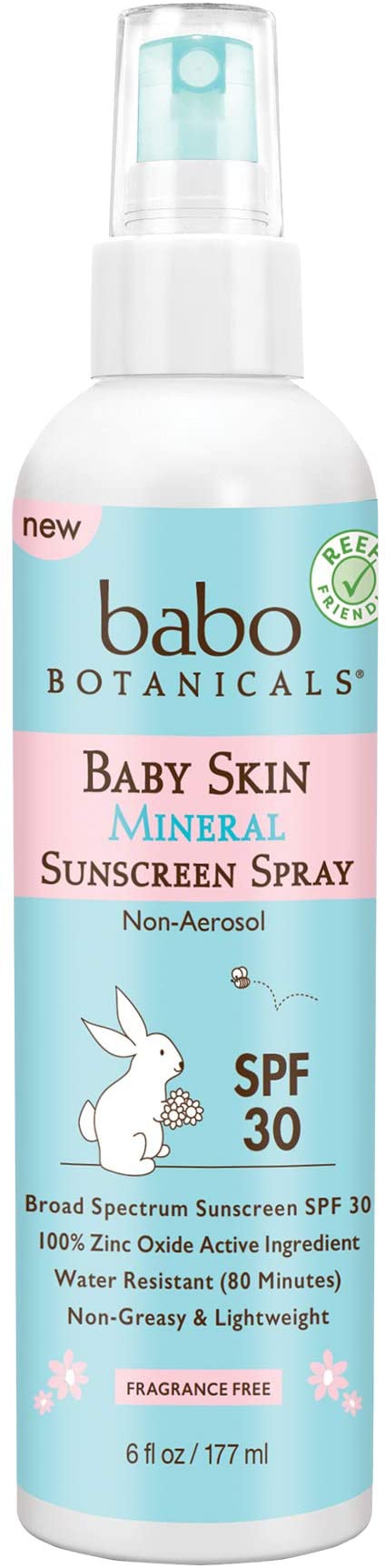 Babo Botanicals Baby Skin Mineral Sunscreen Pump Spray, Spf 30