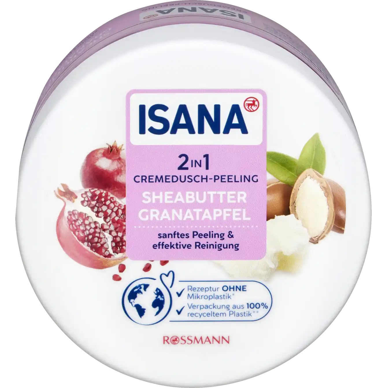 Isana 2in1 Cremedusch-Peeling Sheabutter Granatapfel
