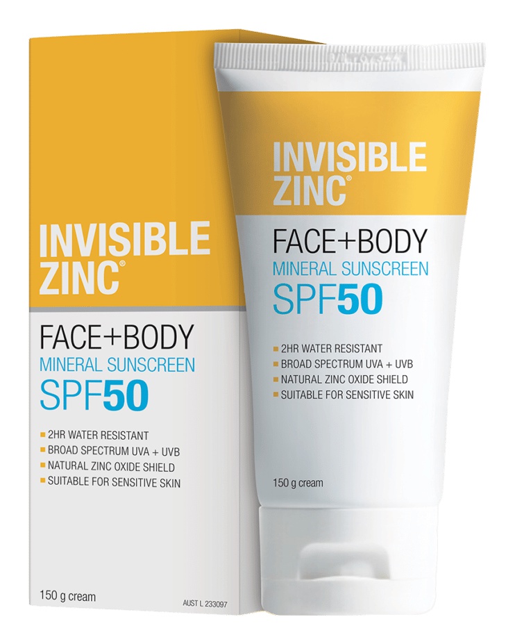 Invisible Zinc Face + Body Mineral Sunscreen SPF50
