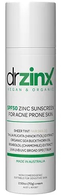 Dr ZinX Organic Vitamin C Mineral Sunscreen SPF50 Zinc + Thuja (hinokitiol)