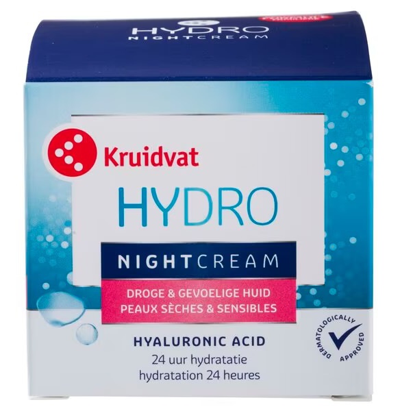 Kruidvat hydro Nightcream Droge & Gevoelige Huid