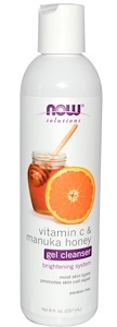 Now Foods Solutions Gel Cleanser, Vitamin C & Manuka Honey