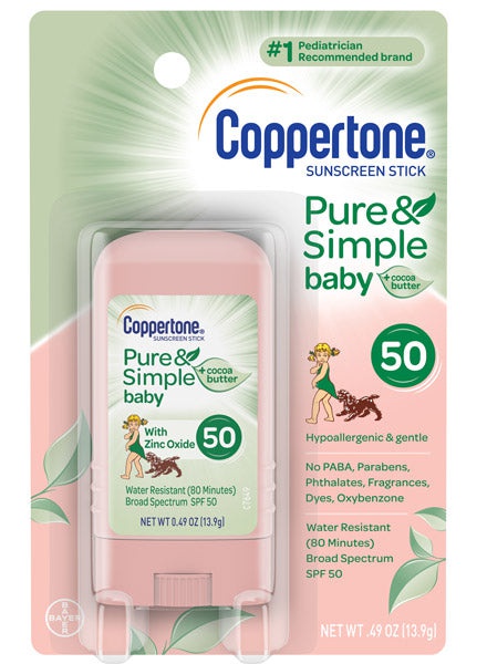 Coppertone Pure & Simple Baby + Cocoa Butter With Zinc Oxide - Sunscreen Stick