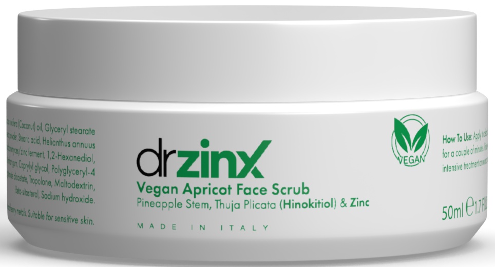 Dr ZinX Vegan Apricot Bromelain Facial Scrub & Mask Zinc + Thuja (hinokitiol)