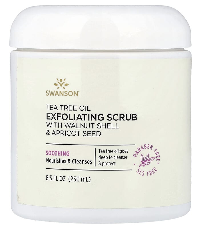 Swanson Tea Tree Oil Exfoliating Scrub With Walnut Shell & Apricot Seed