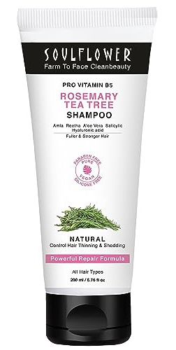 Soulflower Rosemary Shampoo For Hair Growth, Anti Hair Fall, Stronger, Shiny & Long Hair & Healthy Scalp With Tea Tree, Pro Vitamin B5