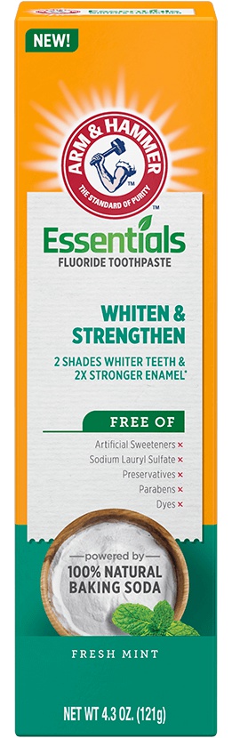 Arm & Hammer Essentials Whiten & Strengthen Fluoride Toothpaste, Fresh Mint