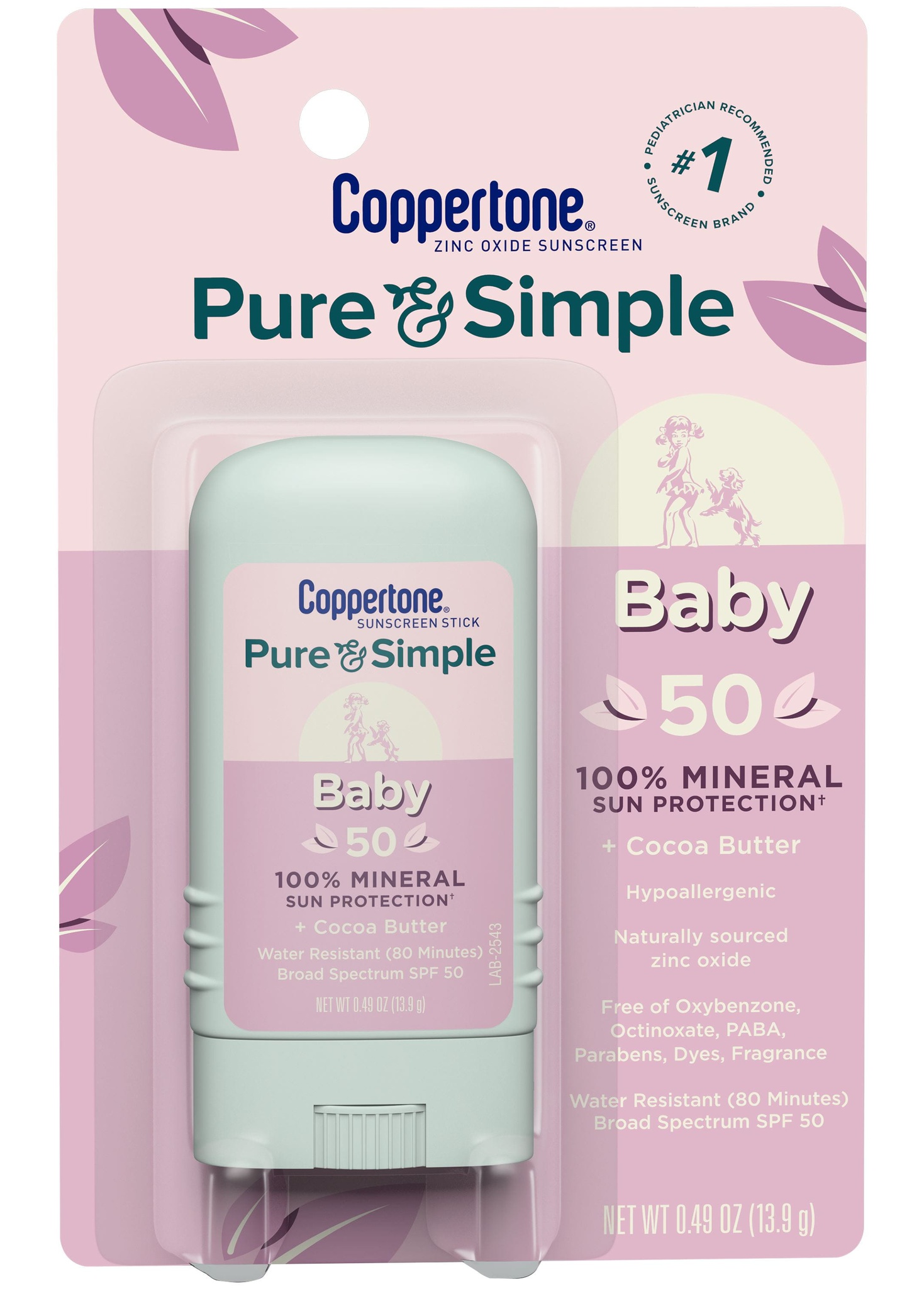 Coppertone Pure And Simple Baby Sunscreen Stick SPF 50