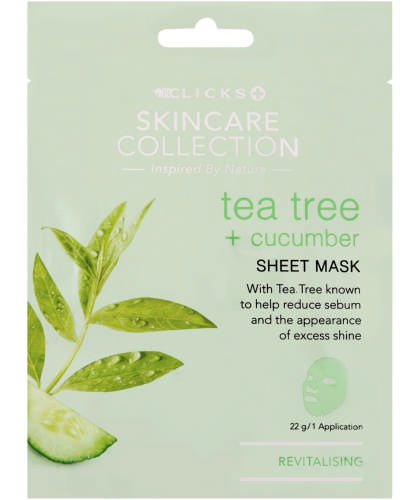 Clicks Skincare Collection tea tree + cucumber SHEET MASK
