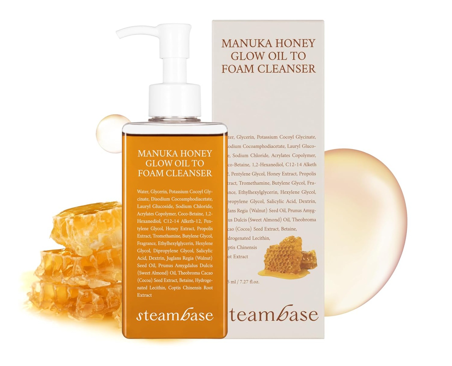 STEAMBASE Manuka Honey Glow Oil To Foam Cleanser