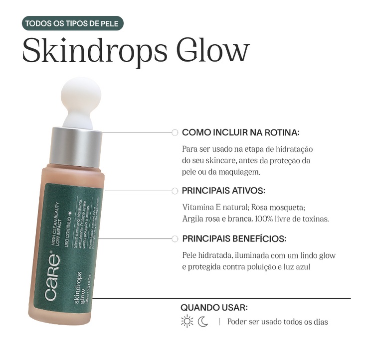 Care Sérum Facial Hidratante E Iluminador Skindrops Glow