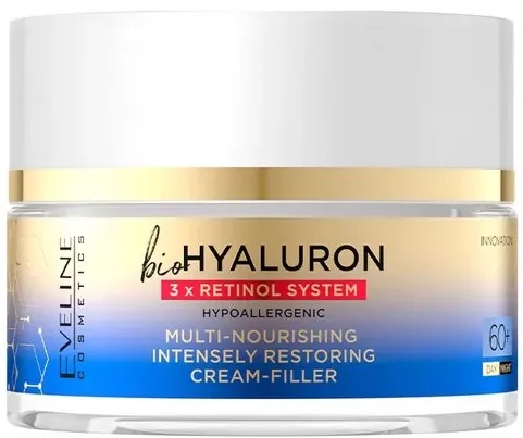 Eveline Bio Hyaluron 3x Retinol System Multi-Nourishing Intensely Restoring Cream-Filler 60+