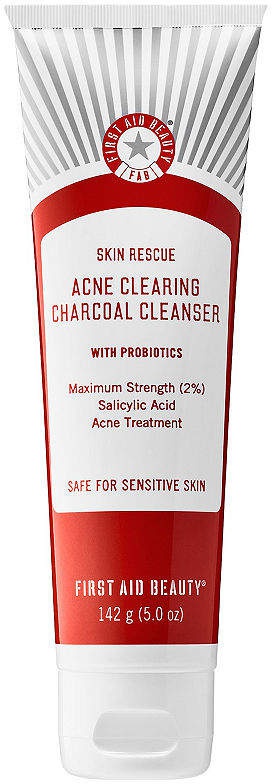 First Aid Beauty Skin Rescue Acne Clearing Charcoal Cleanser With Probiotics