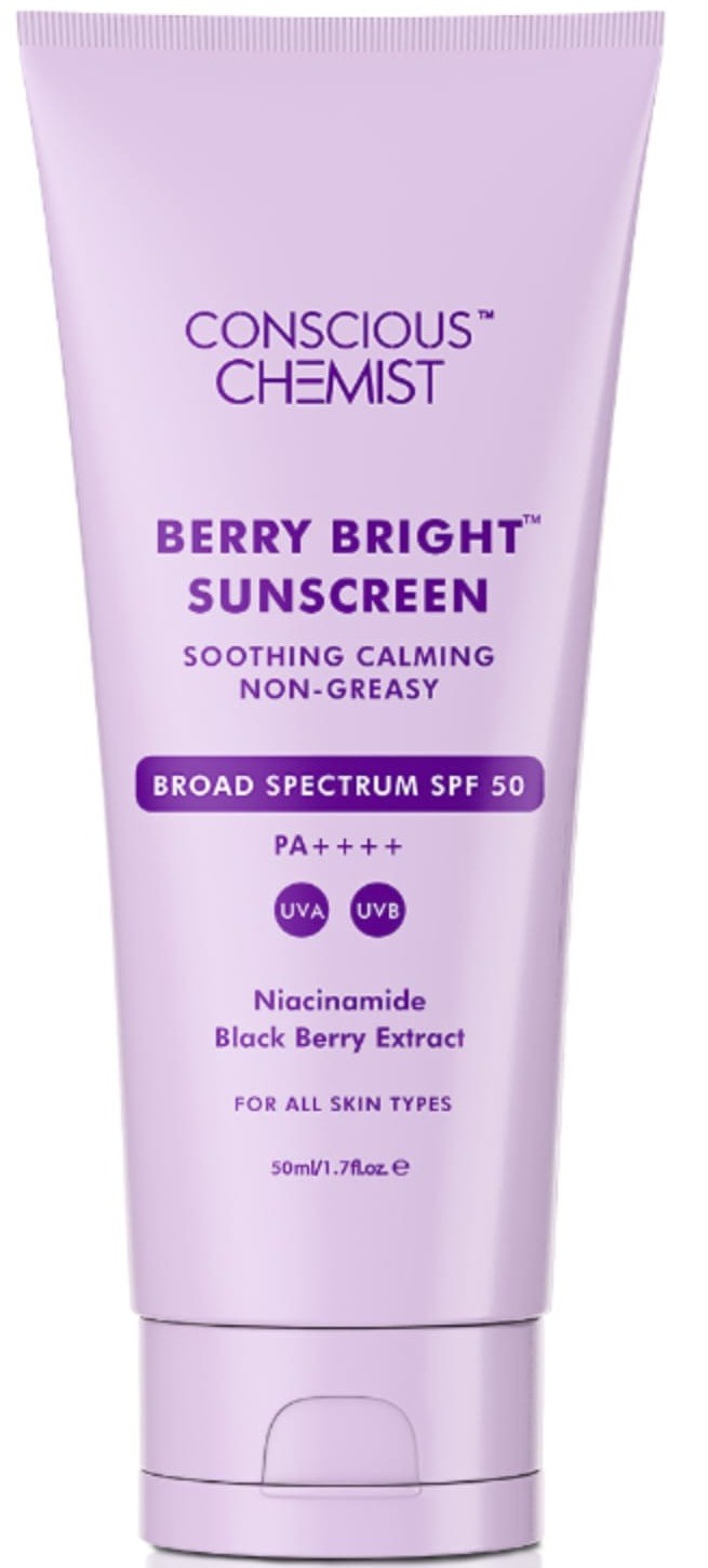 Conscious Chemist Berry Bright Sunscreen | SPF 50 Pa ++++ | Radiance Boost, Non-greasy