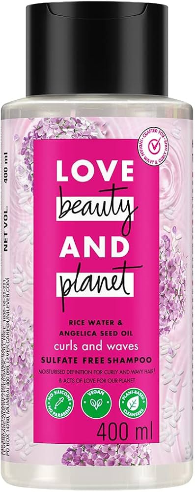 Love beauty and planet Rice Water & Angelica Seed Oil Silicone-free Curl & Waves Shampoo|| No Parabens|| No Sulfates|| Angelica Essential Oil